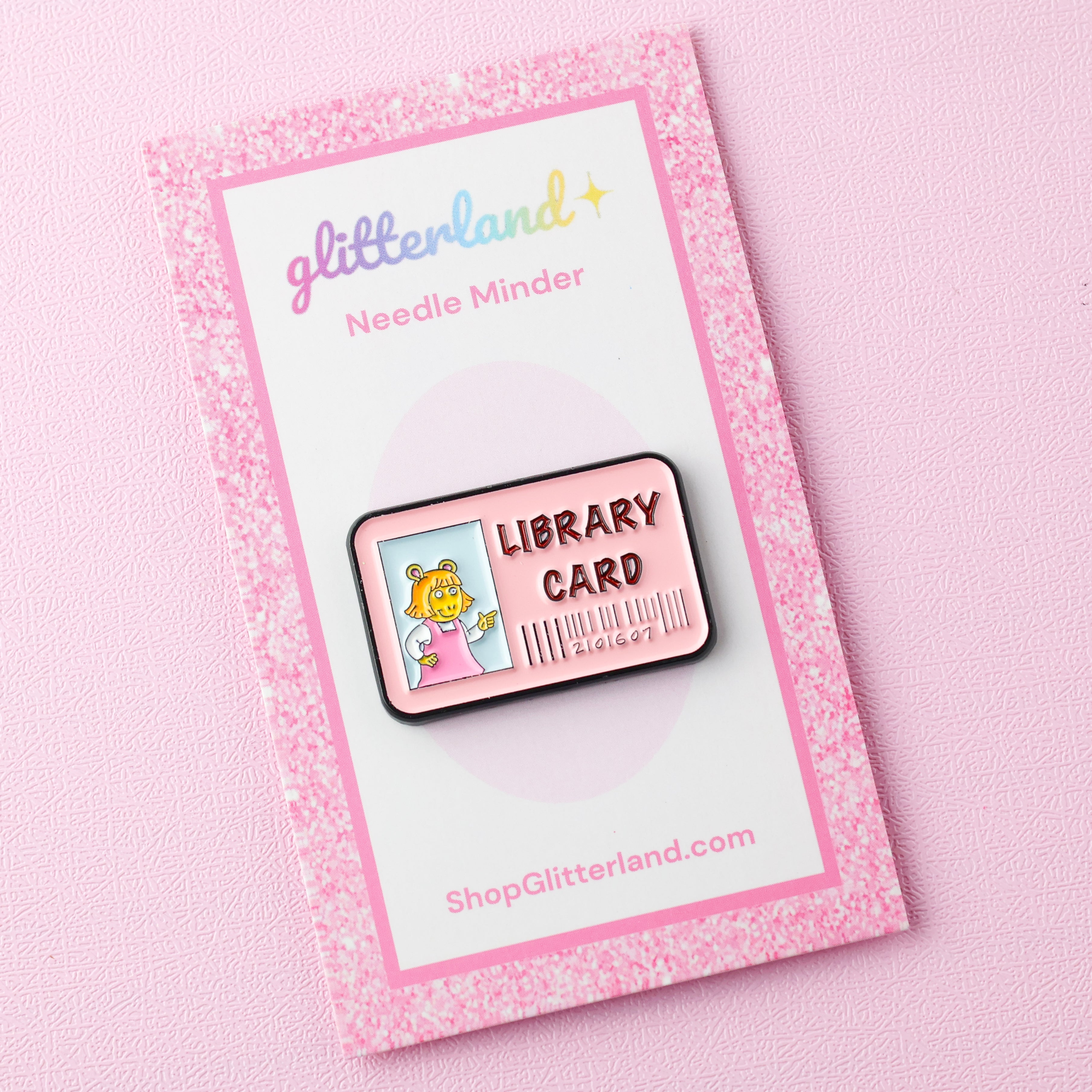 Pink Library Card Needle Minder