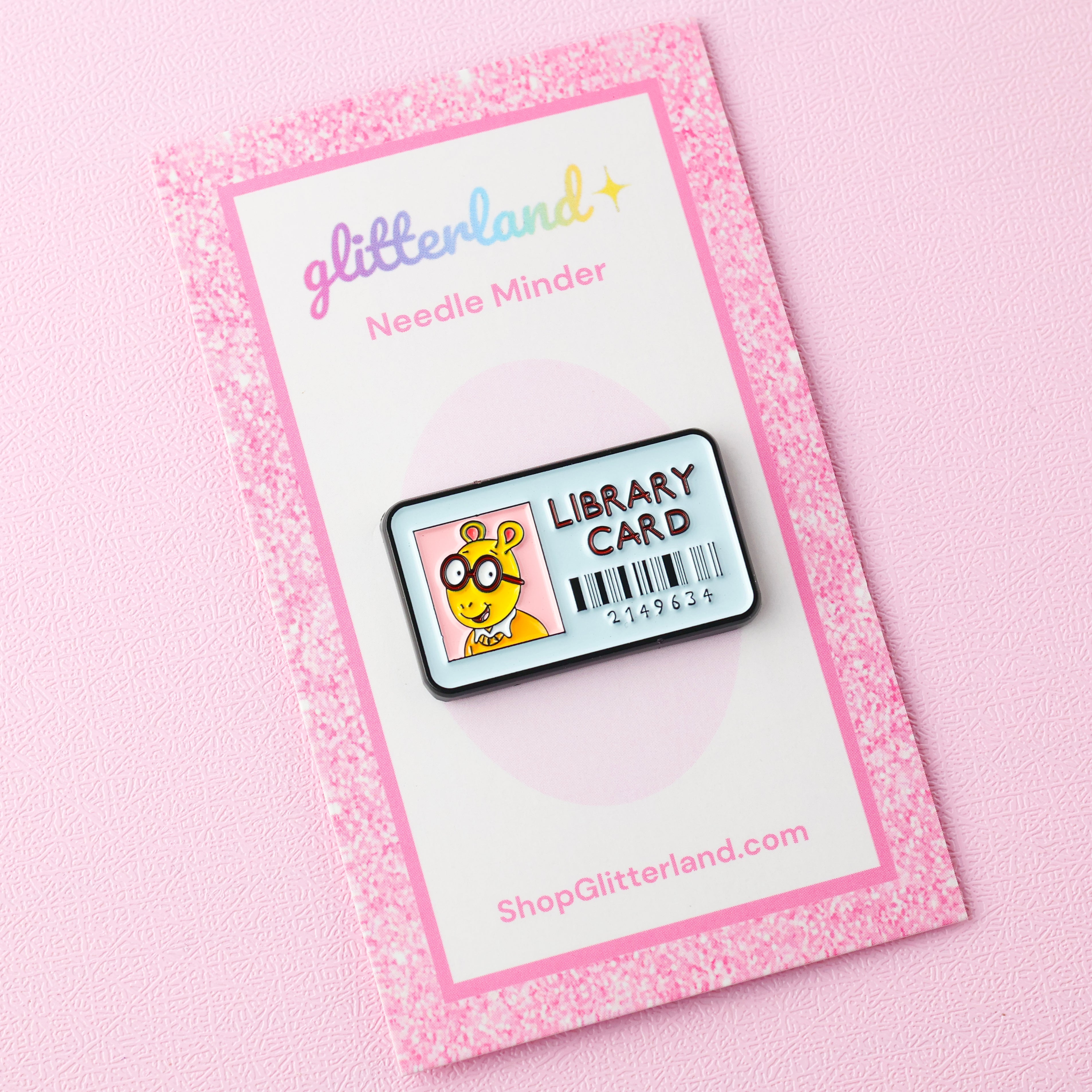 Blue Library Card Needle Minder