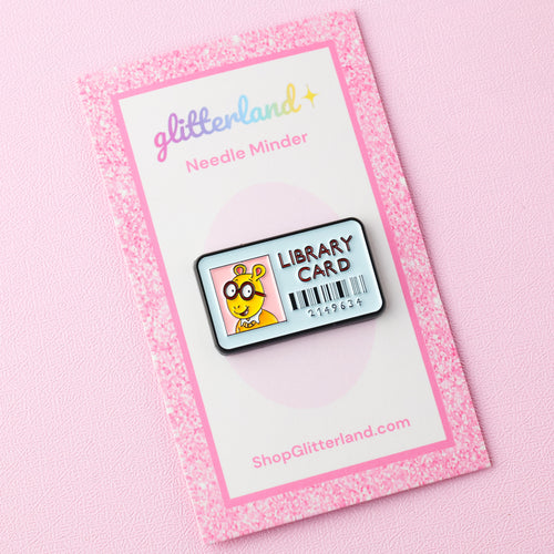 Blue Library Card Needle Minder